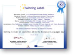 Nhad na certifikt k projektu European Day of Languages